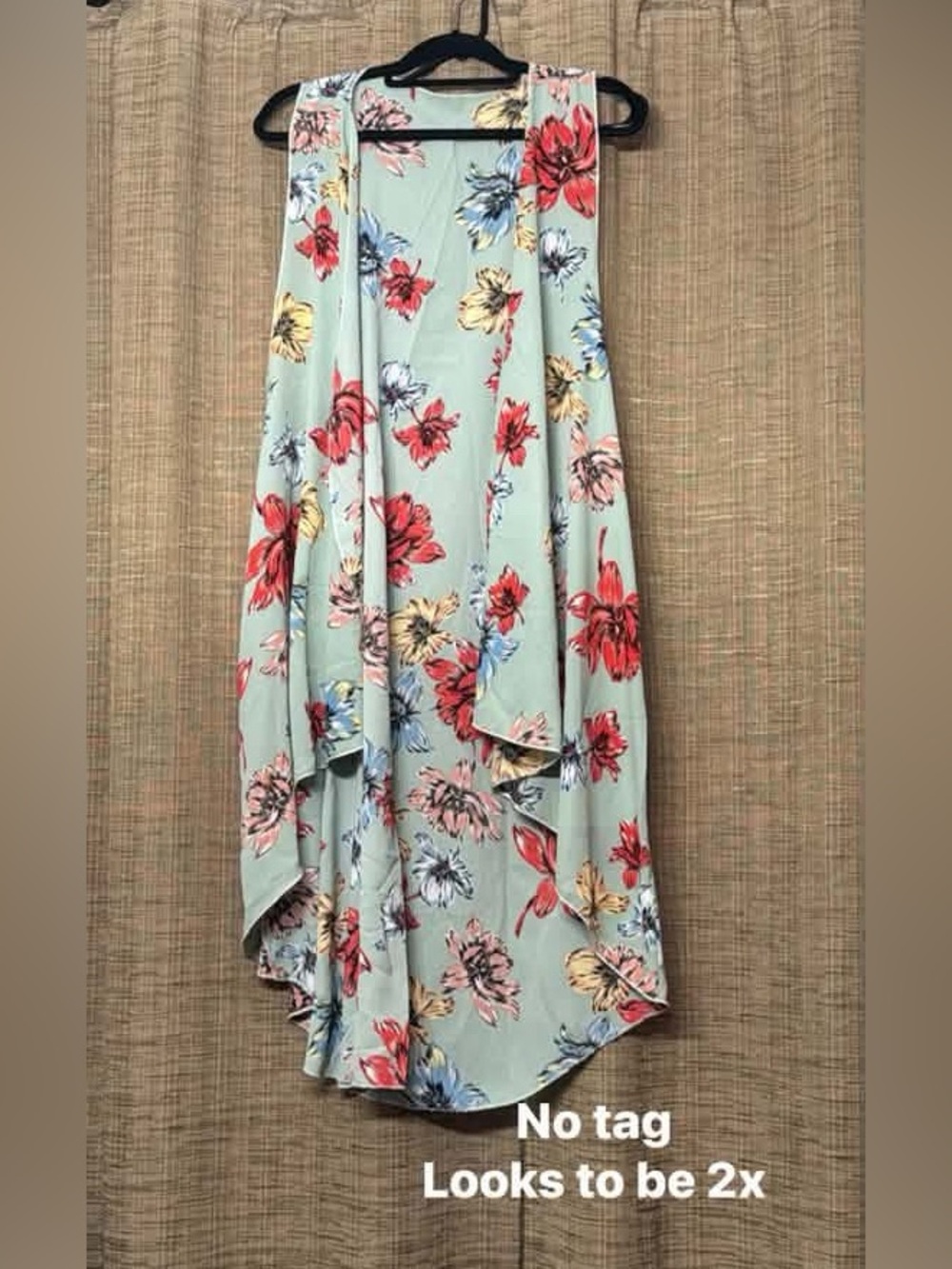High-Low Floral Maxi Skirt - Mint with Red & Yellow Blooms